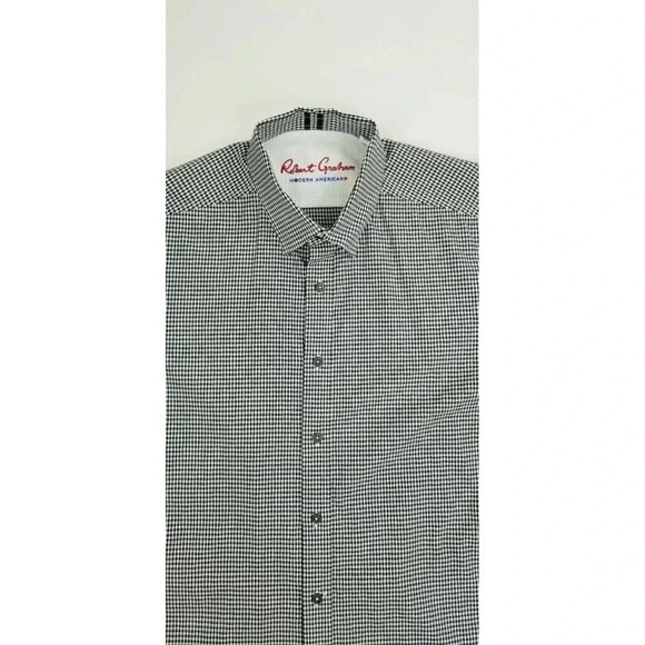 Robert Graham Modern America Tailored Fit Size Medium Men's Black White Check - Picture 10 of 11